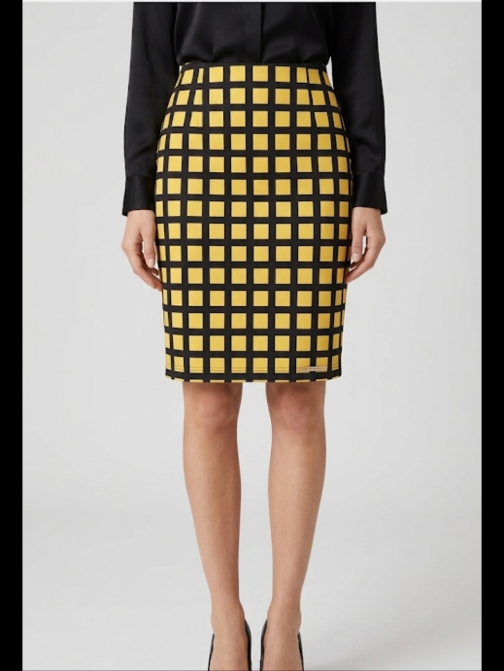 Yellow and Black Checkered Gingham Mini Skirt Cozy High